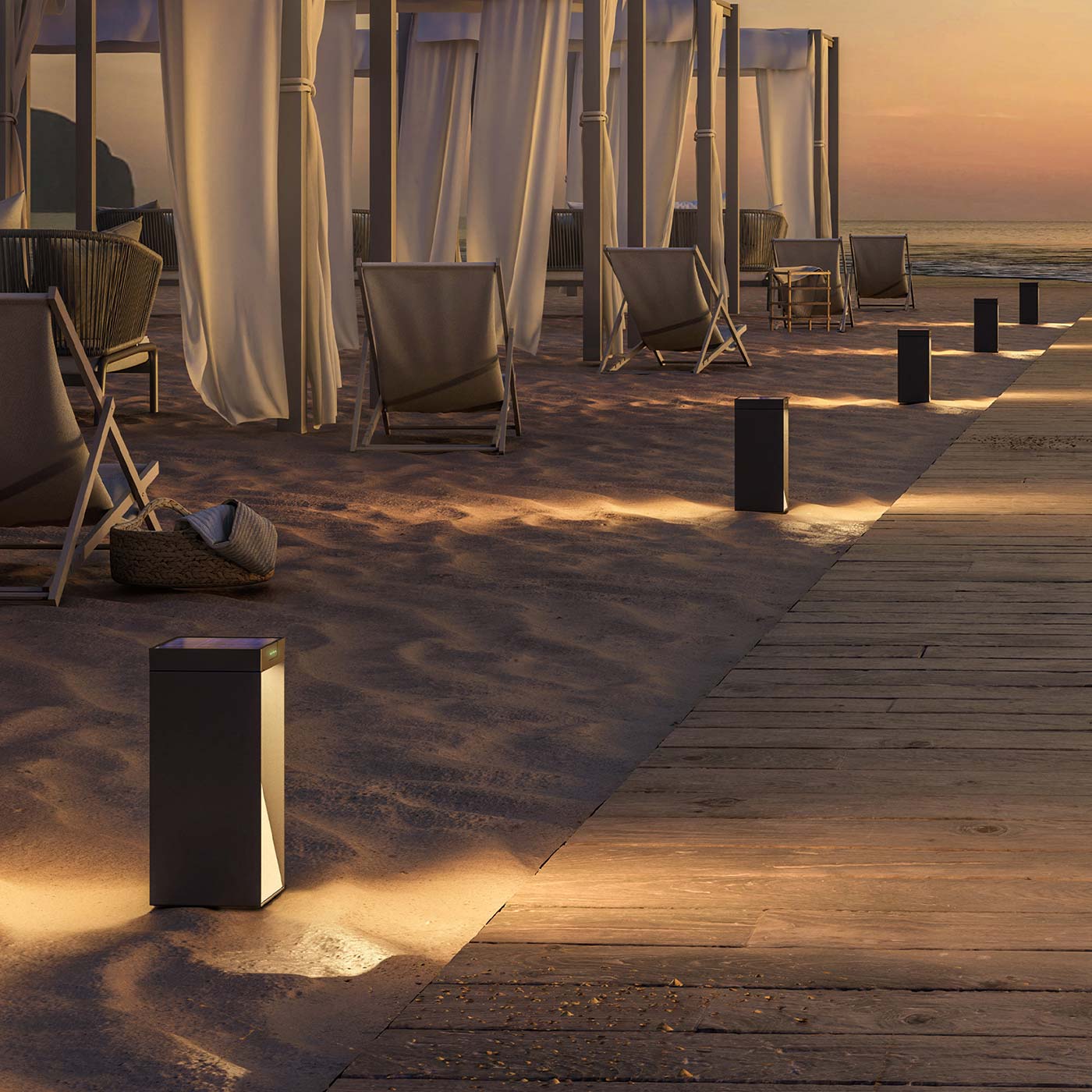 Mehrere kabellose Klewe Milio full Akku-Solarleuchte im Garten